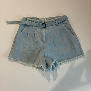 Light Blue Denim Women's Farmers Market Tie Belt Denim Shorts